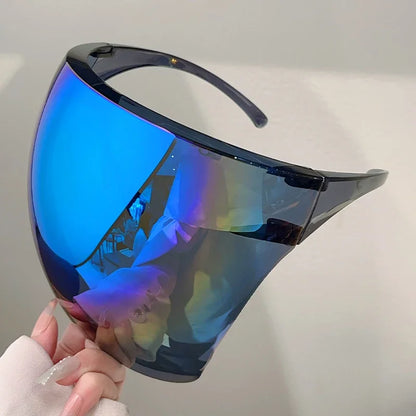 KAMMPT Huge Sports Goggle Men Futuristic Mirror Outdoor Cycling Protective Sunglasses Women Trendy Wrapped Round Anti-UV Shades