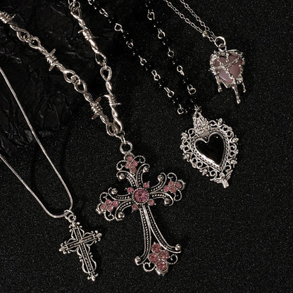 Y2K Sweet Cool Girl Personalized Creative Cross Love Pendant Necklace, Suitable for Daily Wearing