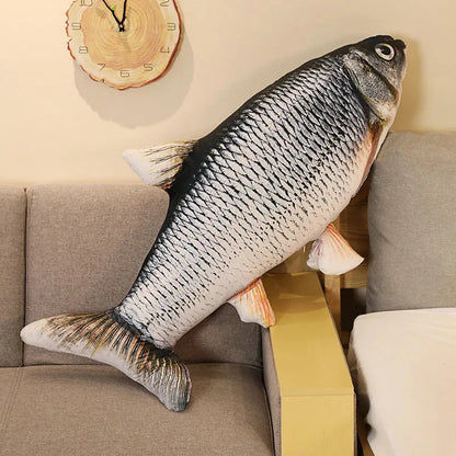 3D Simulated Grass Carp Plush Pillow Realistic Carp Doll 40 cm/60 cm Size Optional Sofa Cushion Bedroom Living Room Decoration