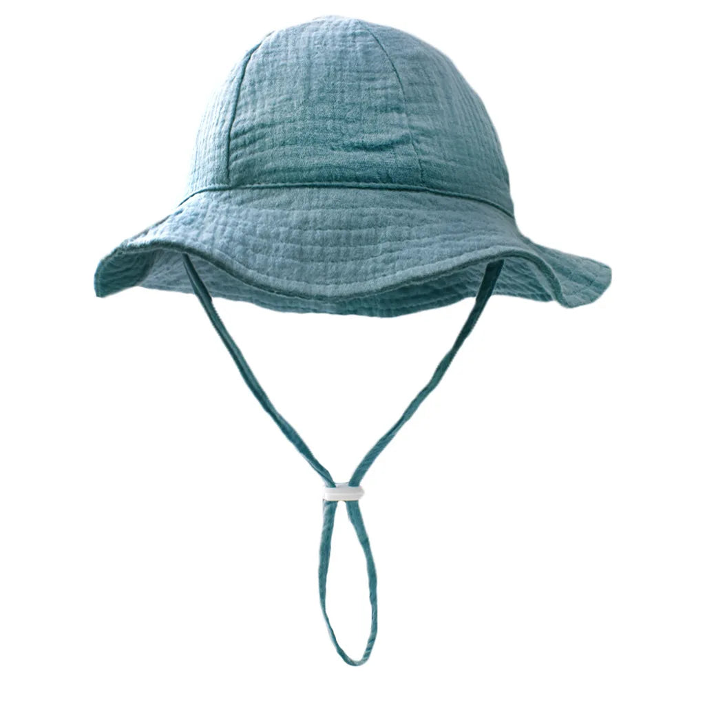 INS Baby Pure Cotton Basin Hat Sun-Protective Breathable Baby Fisherman Hat Solid Color Children's Sun Hat