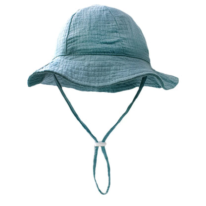 INS Baby Pure Cotton Basin Hat Sun-Protective Breathable Baby Fisherman Hat Solid Color Children's Sun Hat