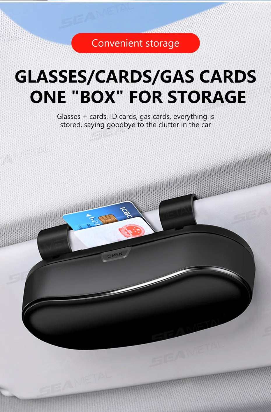 SEAMETAL Car Sun Visor Glasses Case Anti-Scratch Sunglasses Storage Box Glasses Holder Organizer Universal for 99% Car Models