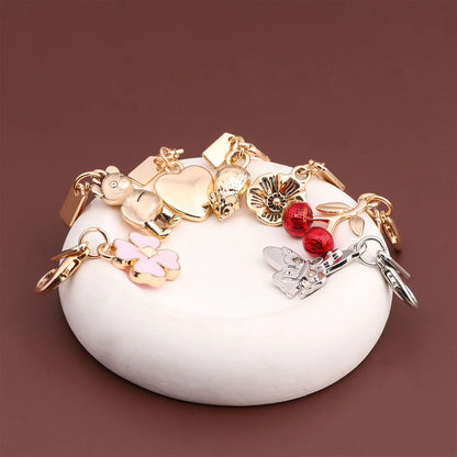 Luxury Highend Cherry Butterfly Four-leaf Clover Love Bear Mouse Keychain Ladies Y2K Bag Pendant Car Accessories Gift Decoration