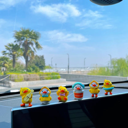 1Set Cartoon Resin Little Yellow Duck Model Car Center Console Decor Cute Car Ornaments Auto Interior Dashboard Accessories