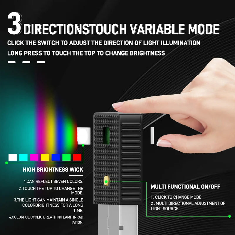 Car LED Touch Lights Mini Interior Ambient Lights DIY Flexible Night Lamp for Cars Truck Party Decoration USB Atmosphere Lamp