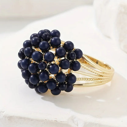 Trendy Hollow Golden Color Inlay Pearls Rings for Women Birthday Gift Accessories Fashion Custom Jewelry