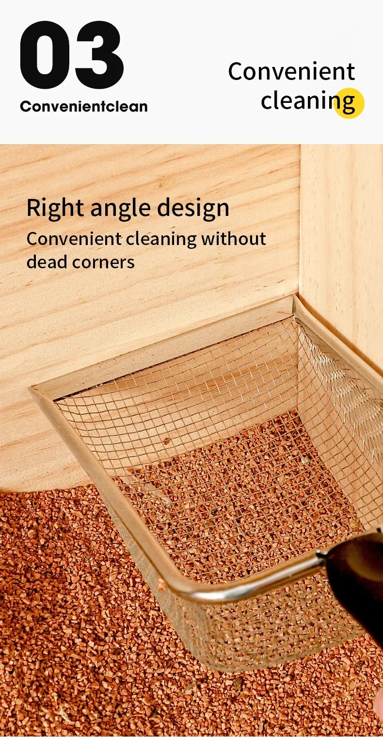 Cat Litter Shovel Stainless Steel Reptile Sand Substrate Shovel Clean Up Feces Fine Mesh Sifter For Bedding Cat Litter Scoop