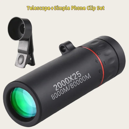 2000x25 HD Monocular Telescope Mini Portable Mobile Phone Telescope with Holder Outdoor Camping Hunting Birdwatching Telescopes