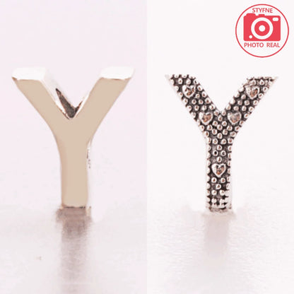Silver 925 26 Letter A-Z Alphabet Charm Fine Beads Fit Original Charms Silver Bracelet DIY Fine Jewelry for Women Gifts Making