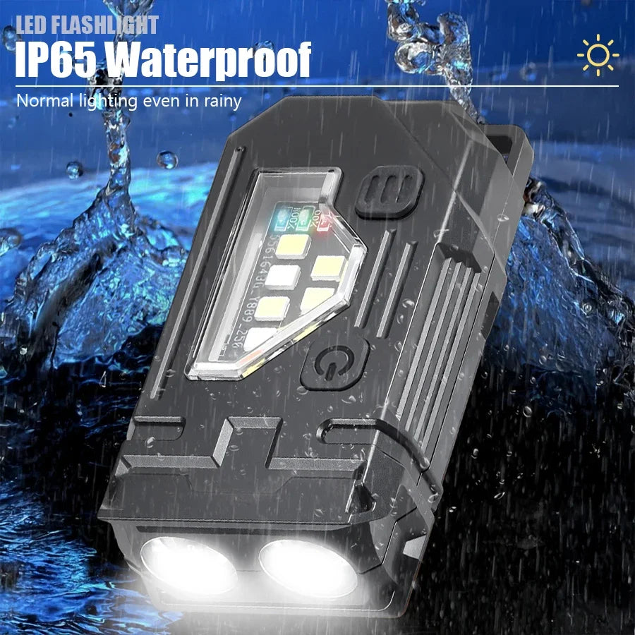 Mini COB LED Flashlight USB C Rechargeable Powerful Work Light  with Clip Magnet Waterproof EDC Camping Walking Pocket Lamp