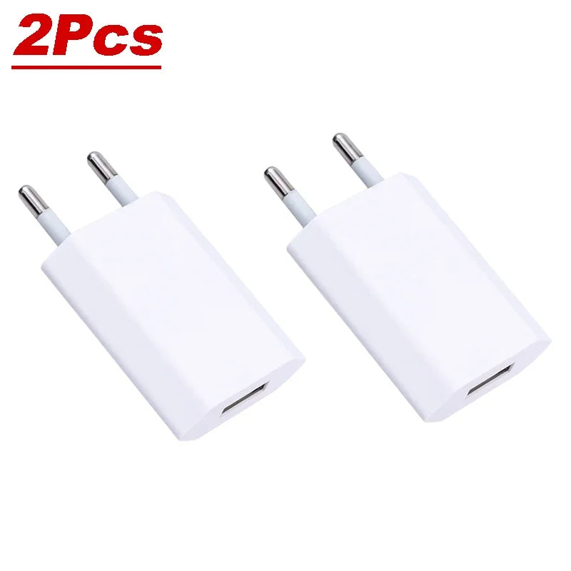 5V/1A USB Wall Charger 1/2/3/4/5PCS EU Plug SmartPhone Charger Adapters For Universal Phone iPhone 16 Samsung Xiaomi 15 Huawei