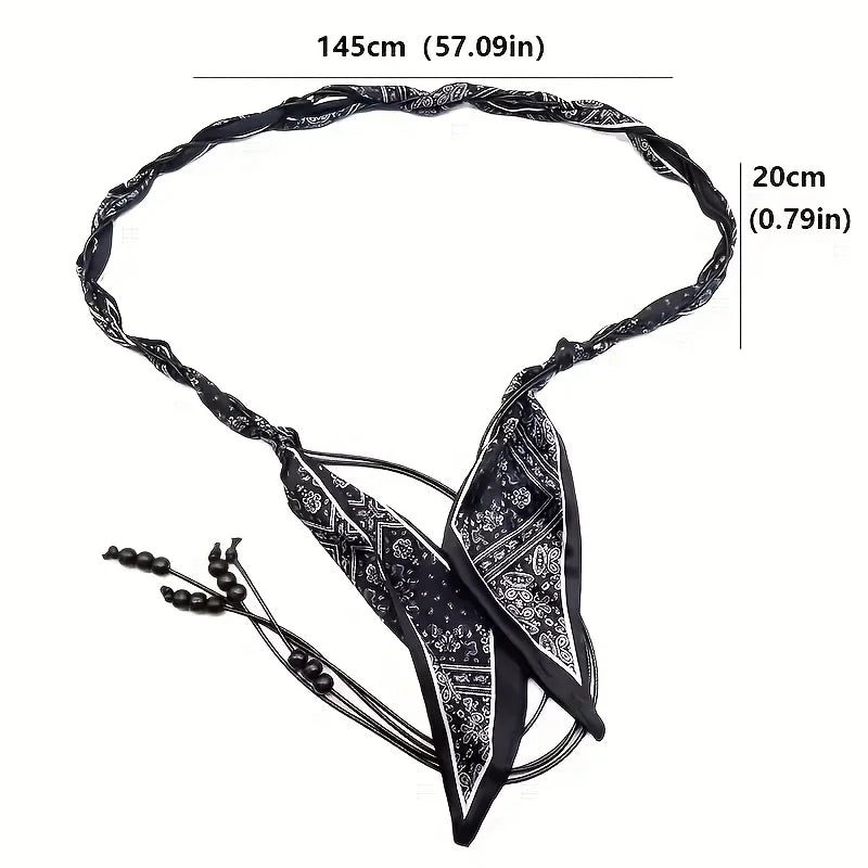 Spring and summer silk scarf woven belt, elegant accessory for women, fashionable belt, retro American-style belt