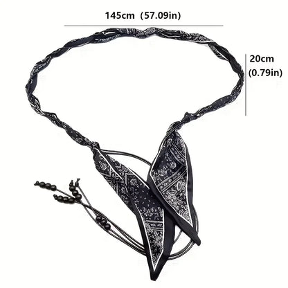 Spring and summer silk scarf woven belt, elegant accessory for women, fashionable belt, retro American-style belt