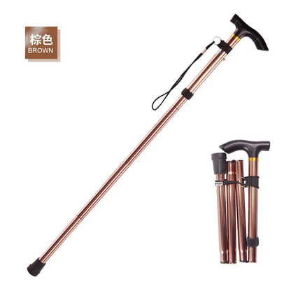 Folding Cane Portable 5-Level Adjustable Height Walking Stick with Foldable Design Wrist Strap