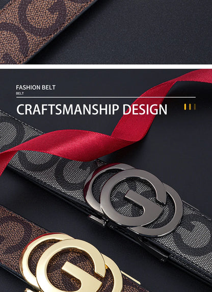 High Quality 3.4cm Leather Business Men High-Quality Designer Male Buckle Strap Jeans Accessory