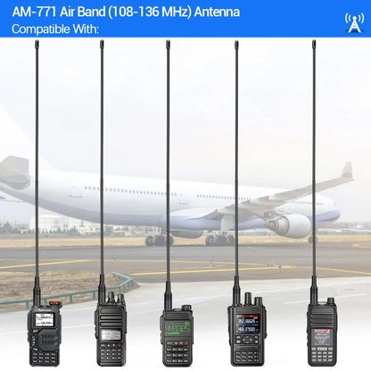 AM-771 Air Band SMA-Female Antenna 108-136MHz for Quansheng UV K5 (8) K6 Baofeng UV 5RH 21 PRO V2 UV-98 Walkie Talkie Ham Radio