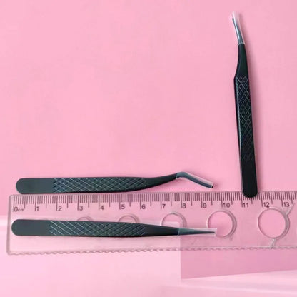 3pcs set Professional Eyelash Tweezers Titanium Curved Head False Eyelash Clamp Tool for Beauty Health Fiber Tip Eyelash Curler