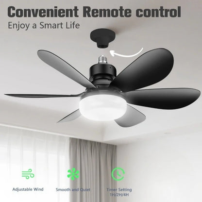 30W Ceiling Fan Light E27 with Remote LED Dimming Function Suitable for Living Room Study and Home use 85-265V