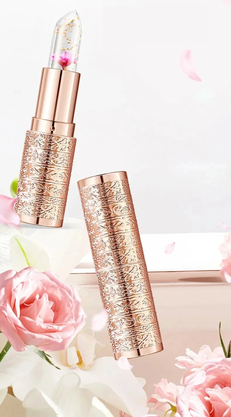 Temperature Color Changing Women Flower Lipstick Transparent Waterproof Moisturizing Crystal Jelly Pearlescent Lip Balm Cosmetic