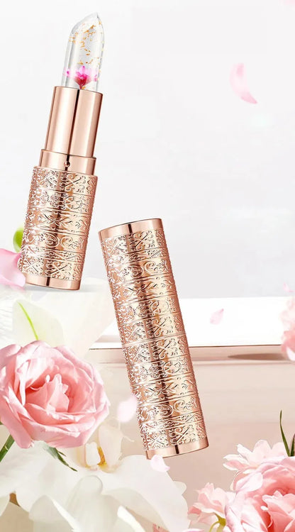 Temperature Color Changing Women Flower Lipstick Transparent Waterproof Moisturizing Crystal Jelly Pearlescent Lip Balm Cosmetic