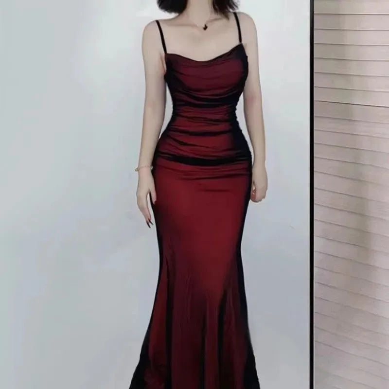 Elegant Women's Party Maxi Dresses Sexy Skinny Backless Spaghetti Strap Dress Female Summer Birthday Evening Club Long Dress