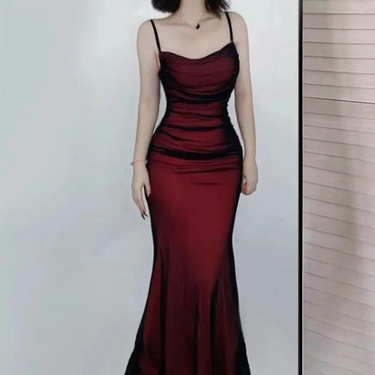 Elegant Women's Party Maxi Dresses Sexy Skinny Backless Spaghetti Strap Dress Female Summer Birthday Evening Club Long Dress