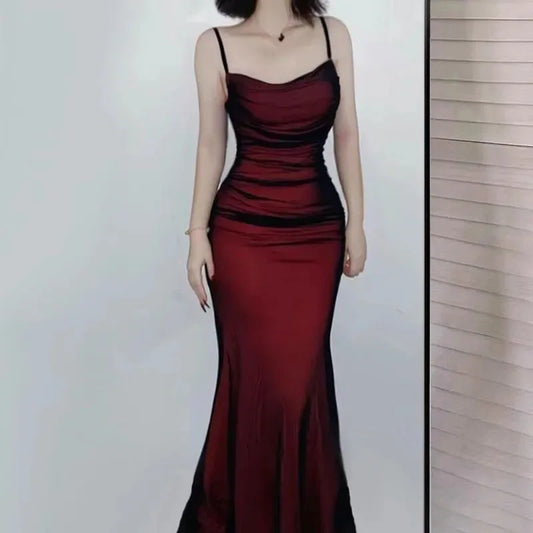 Elegant Women's Party Maxi Dresses Sexy Skinny Backless Spaghetti Strap Dress Female Summer Birthday Evening Club Long Dress