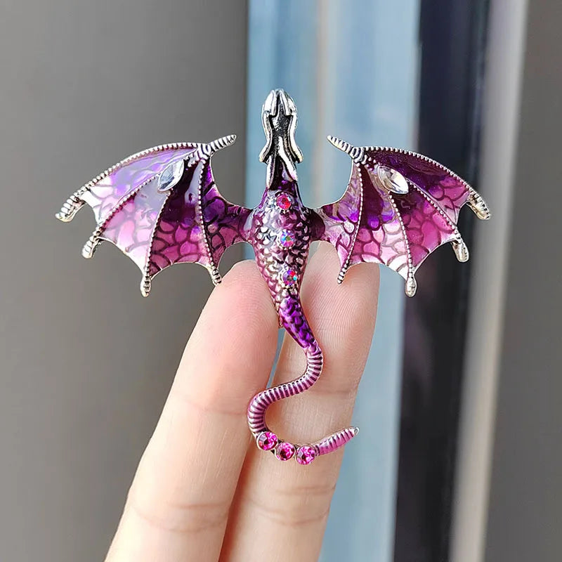 Fashion Enamel Dragon Brooches For Men Women Rhinestone Flying Dragon Clothes Suit Party Office Brooch Pins Jewelry Accessories