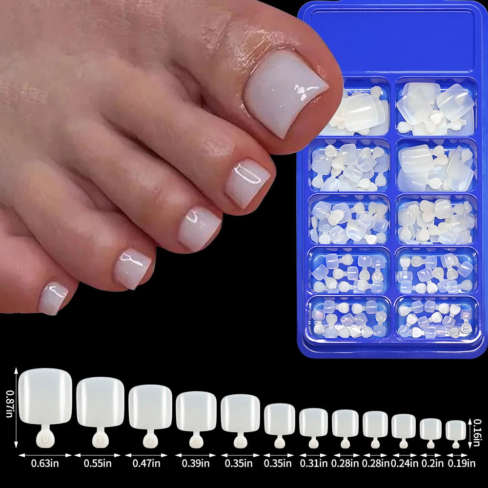 100pcs Classic White Fake Toenails Short Square Full Cover Press On Toenail Artificial False Toe Nails Tips for Women Daily Wear