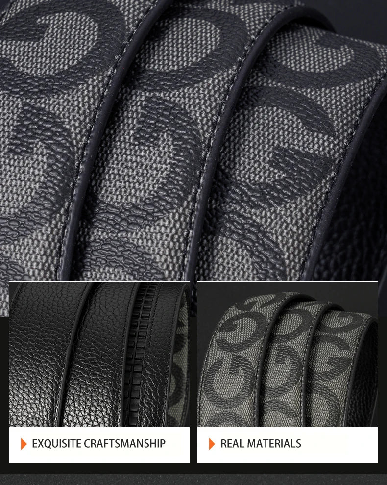 High Quality 3.4cm Leather Business Men High-Quality Designer Male Buckle Strap Jeans Accessory