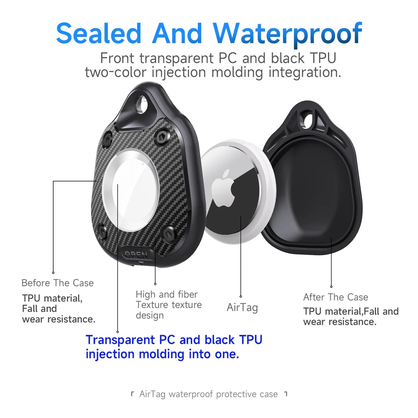 Waterproof Case for AirTag Holder Protective Case Suitable for Apple Location Tracker Airtag Key Pet Three Protection Cover