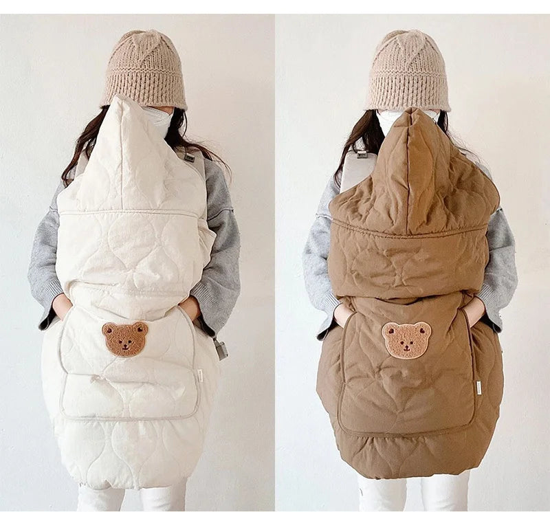 Hooded Blanket for Baby Stroller Newborn Swaddle Wrap Warm Baby Carrier Sling Cover Infant Cloak Cape Sleeping Quilt 80*85cm