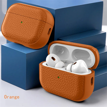 For Airpods Pro 1 2 Case Luxury Lychee Leather Business Earphone Case with Hook Strap Headphone Cover For Apple Air Pods 4 3 2 1