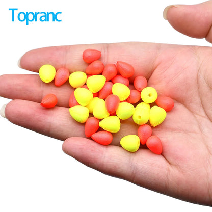 Topranc 50Pcs Floating Beads Eye-catching Beans Floating Beads Collision Ultra-light Foam EVA Fishing Accessories