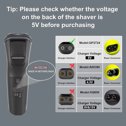 Brangdy 5V Type-C Shaver Adapter Charger Converter for Philips OneBlade QP2724 QP2834 QP1424 QP1924 QP4631 Beard Trimmer
