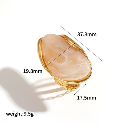 TDJewelry Stainless Steel Color Resin Geometric Shape Rings 18K Gold Plated Fashion Daily Jewelry Ring for Women