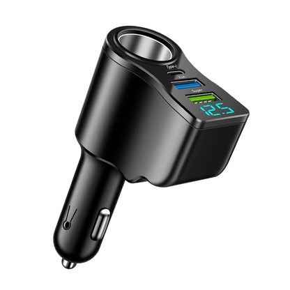 New digital display car fast charging dual USB car charger car one to three cigarette lighter 66W car multifunctional charger