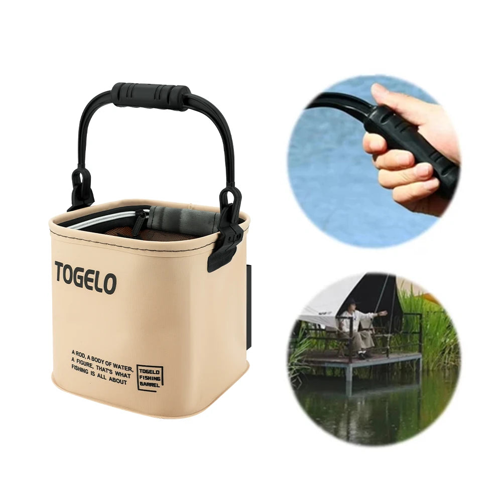 8L/13L Multifunction Folding Fishing Bucket With Ergonomic Handle Bucket Waterproof Outdoor Camping Bucket Fishing Accessories