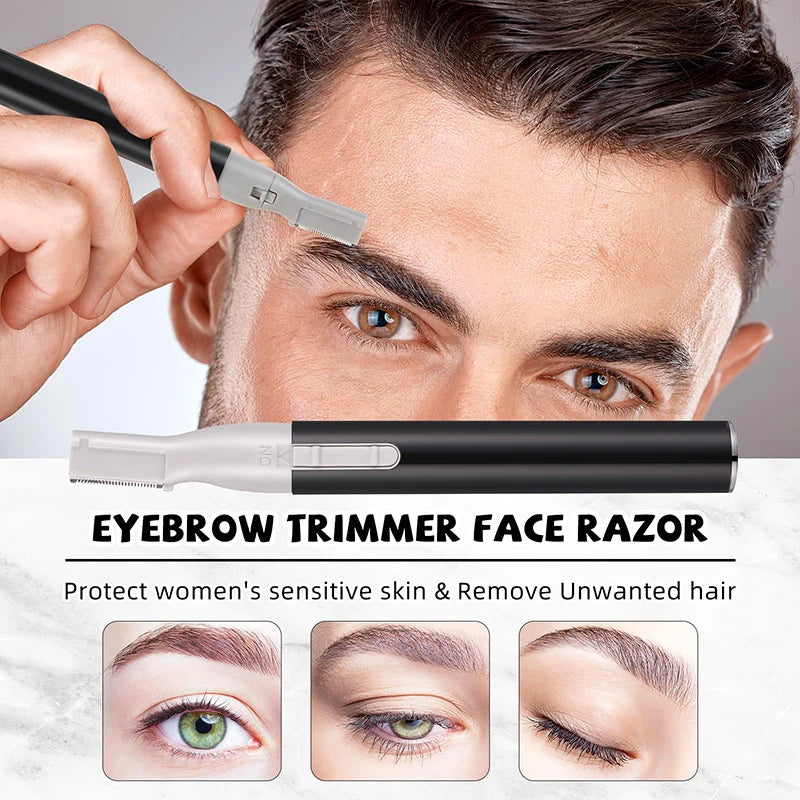 Electric Mini Eyebrow Trimmer Shaver Hair Removal Facial Neck Body Arms Legs Blur - Rechargeable Personal Grooming Kit