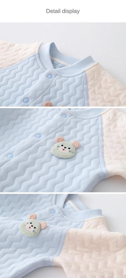 Baby Boneless Bodysuit Newborn Warm Romper Boys and Girls Cartoon Bodysuit Long Sleeve Climbing Suit