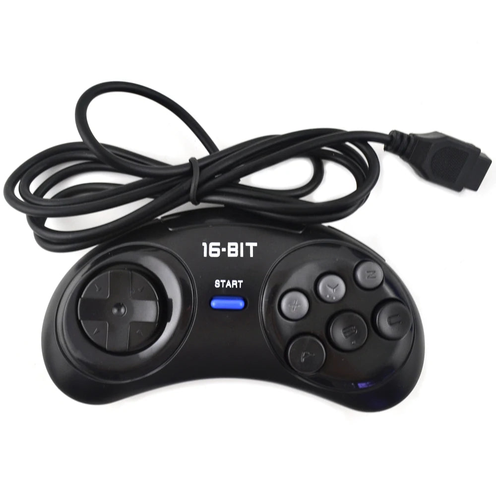 1-2 Pcs Black Gamepad Controller For Sega Mega Drive 9 Pin 6 Buttons Gamepads for Sega Genesis 16 bit video game console