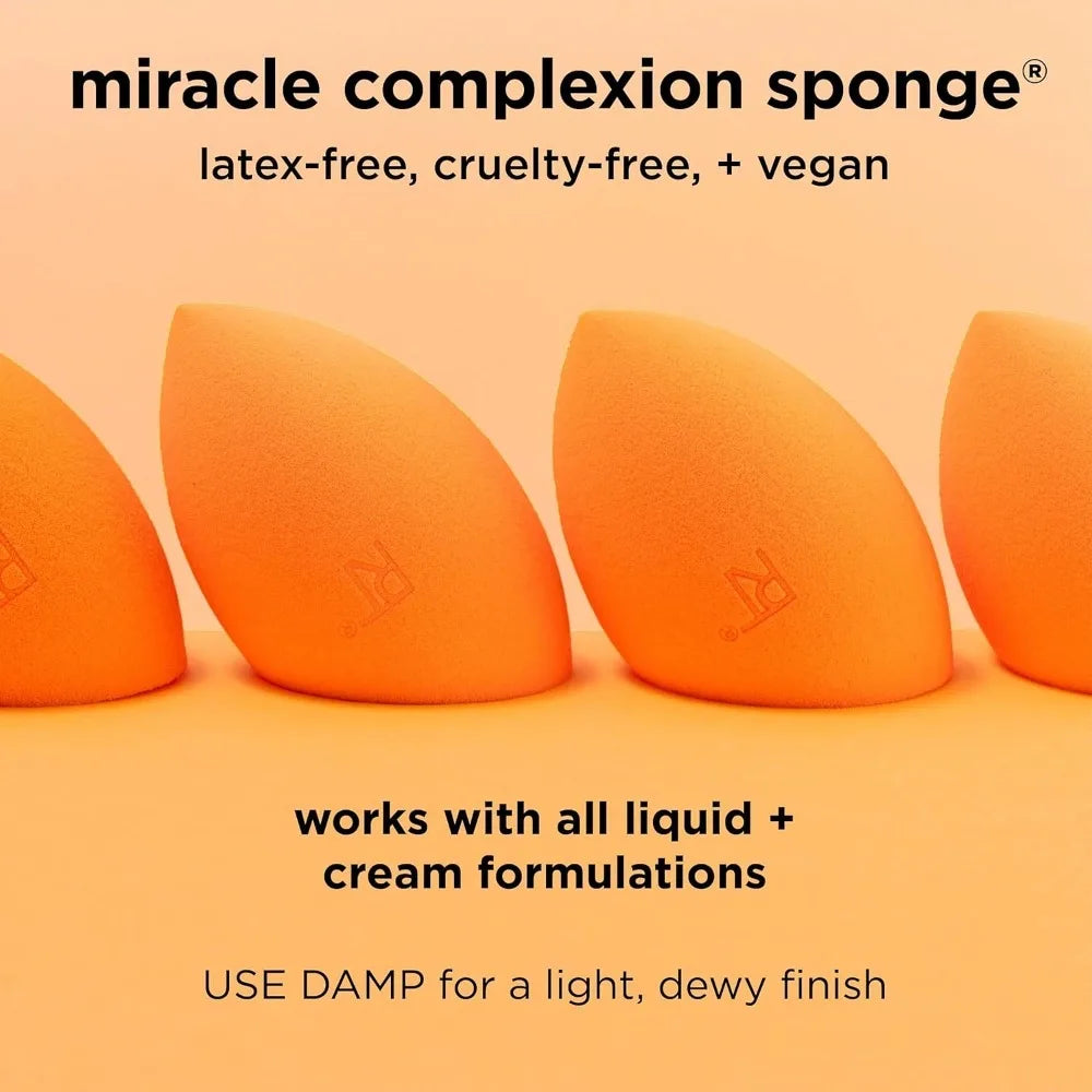 Real Techniques Skin Sponge, Makeup Blender, Liquid Base & Cream, Professional Makeup Tool Without Stripes, 4 Free Units