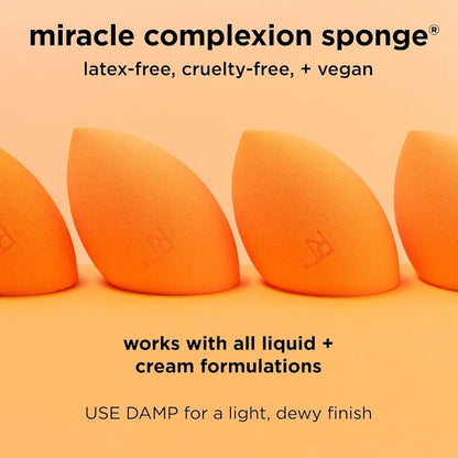 Real Techniques Skin Sponge, Makeup Blender, Liquid Base & Cream, Professional Makeup Tool Without Stripes, 4 Free Units