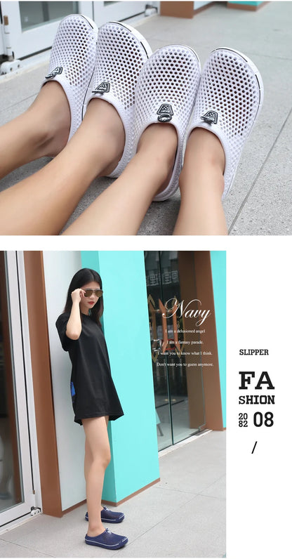 Couple Style Men's and Women's Slippers, Clogs, Mules, Solid Color Slip-Ons, Breathable Summer