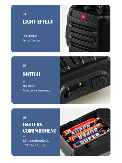 2Pcs Walkie Talkie Toys, Mini Interphone Digital Sound Indoor and Outdoor Communication Game Not Include Battery Gifts for boys
