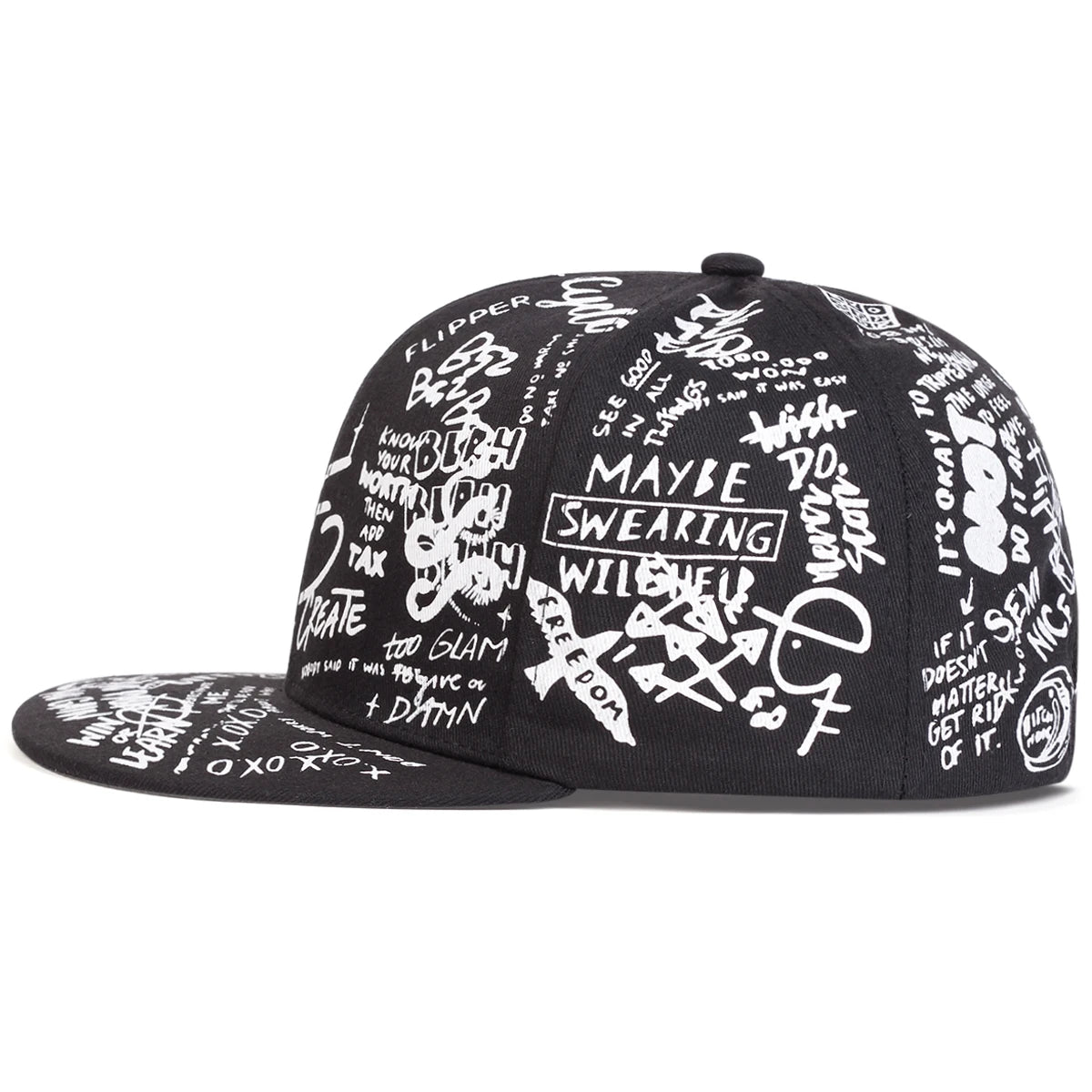 Unisex Black and white Letter Graffiti Printing Hip-hop Hats Spring Autumn Outdoor Adjustable Casual Baseball Caps Sunscreen Hat