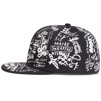Unisex Black and white Letter Graffiti Printing Hip-hop Hats Spring Autumn Outdoor Adjustable Casual Baseball Caps Sunscreen Hat