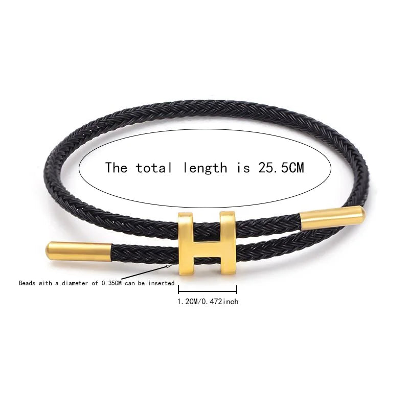 The multi-functional, fashionable and elegant H-buckle stainless steel rope women's bracelet is suitable for men's charming brac