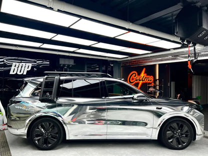 Premium Stretchable Chrome Mirror Silver Vinyl Wrap Adhesive Film Roll Air Release DIY Decal Sheet