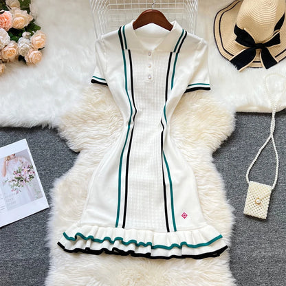 YuooMuoo Brand Fashion Women Knitted Mini Dress Ins Hot Sexy Package Hips Ruffled Party Dress Streetwear Lady Outfits Vestidos
